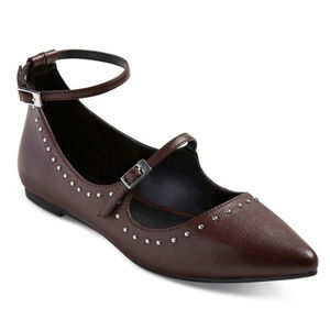 Aldo Pointed-Toe Burgundy Ballet Flats - Multi Szs